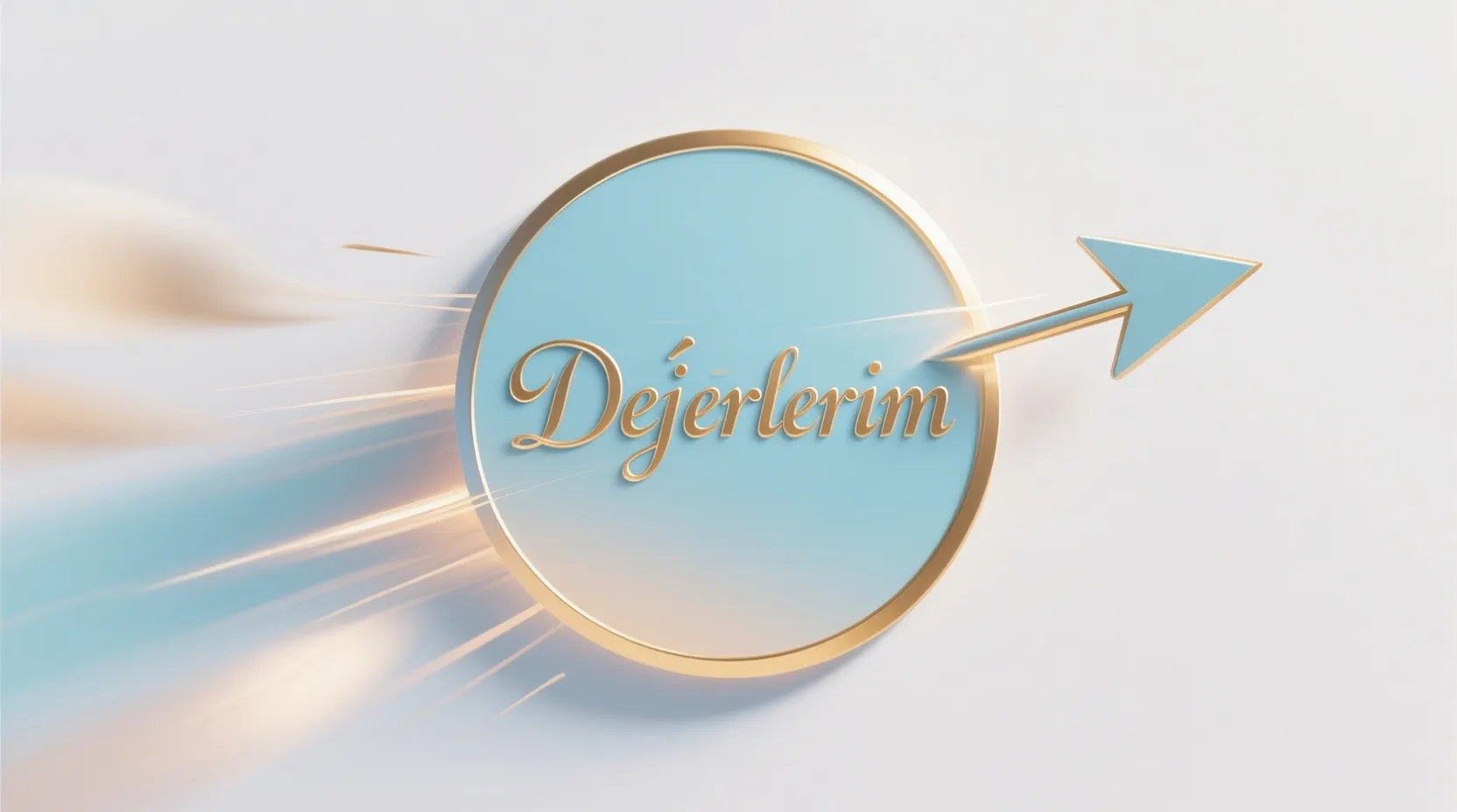 Pastel mor ve altın sarısı tonlarında, bir hedef oku, merkezde 'Değerlerim' yazılı bir daireye doğru ilerliyor. 