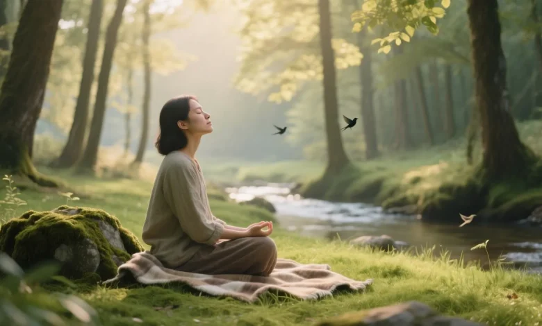 Kişinin kendi iç sesini dinlerken huzurlu bir doğa manzarasında oturduğu an