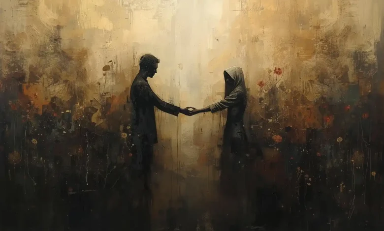 İkili bir çiftin üzgün ve uzaklaşmış bir şekilde oturması