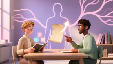 Mesleki Becerileri Geliştirmek İçin Eğitim ve Kurslar, başlığın mesajını sembolik biçimde yansıtan sahne