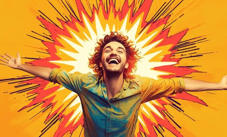 Motivasyonla dolu bir kişiye ait mutlu ve enerjik bir görsel