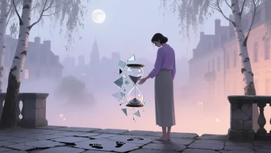 Geçmişe takılı kalma duygusunu sembolik bir kompozisyonda, pastel tonlar ve yumuşak ışık geçişleriyle içsel özlem ve zihinsel karmaşayı yansıtan yarı gerçekçi sahne.