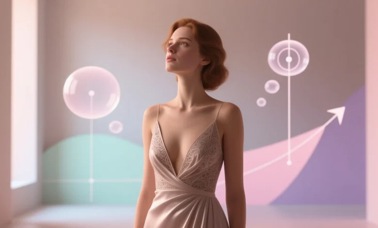 Hedef odaklılık ve kararlılığı simgeleyen dengeli pastel tonlarda sahne, içsel motivasyon ve istikrar vurgusu