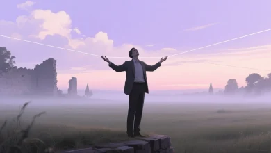 Kendi sınırlarını çizemeyen birinin içsel karmaşasını ve denge arayışını anlatan sahne; yumuşak pastel tonlar ve zarif ışık kullanımıyla kişisel alanın korunma ihtiyacını sembolik biçimde yansıtır.