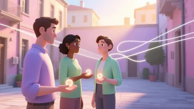 Sosyal iletişimde psikolojik engelleri aşmayı sembolize eden sahne