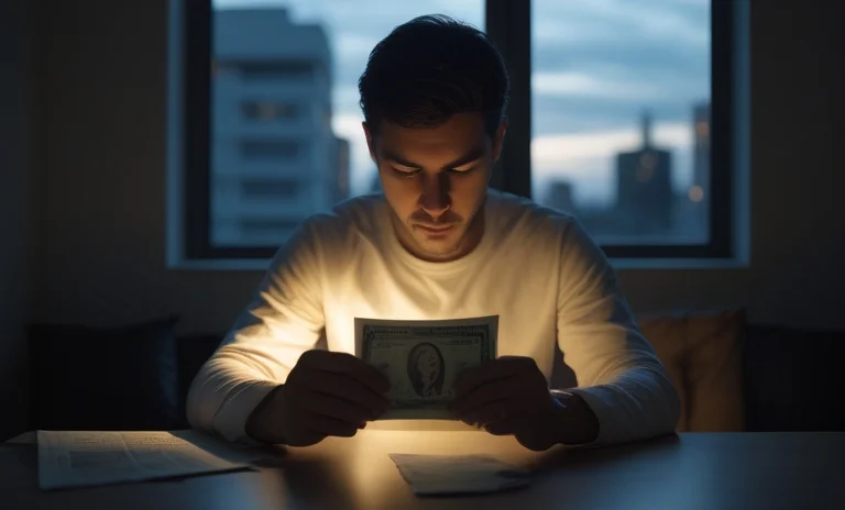Finansal özgürlüğe ulaşmak için stratejik hamleler yapan kişinin elinde tuttuğu para ve büyüme grafiği.