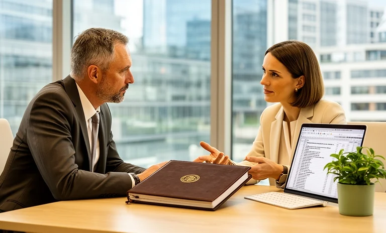 Modern bir ofis ortamında patronun ağzını açık bırakacak müthiş bir sunum yapan özgüvenli genç çalışan.