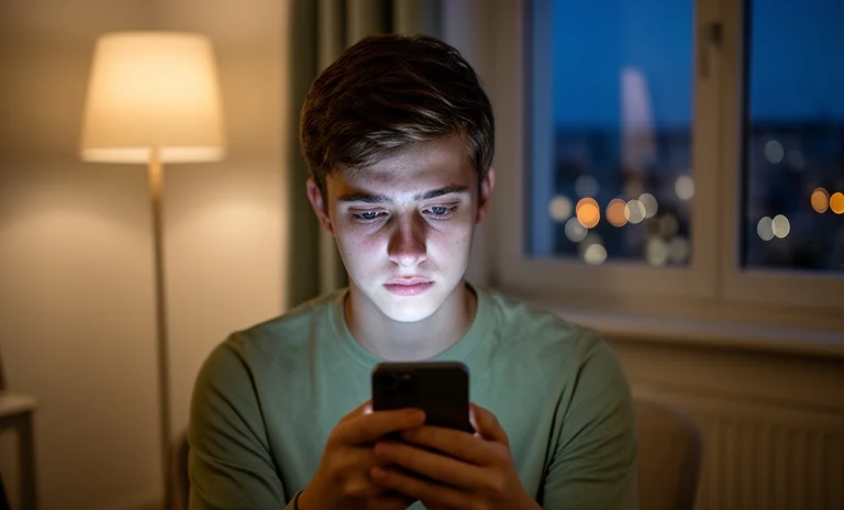 Karanlık odada telefon ekranına endişeyle bakan kadın, sevgilisinden ayrılanların yaptığı büyük yanlışı yansıtıyor.