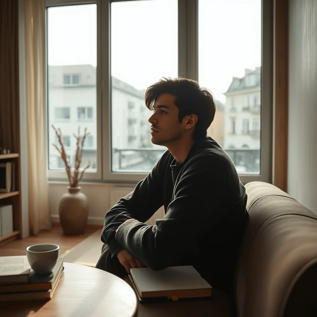 Karanlık bir odada iş hayatında korkuların seni esir almasına son vermek için ışığa yürüyen insan silüeti.