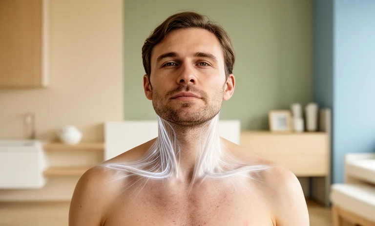 Sakin bir ortamda meditasyon yapan insanın zihin ve beden bütünlüğü, beden ve ruh sağlığı arasındaki bağı simgeler.