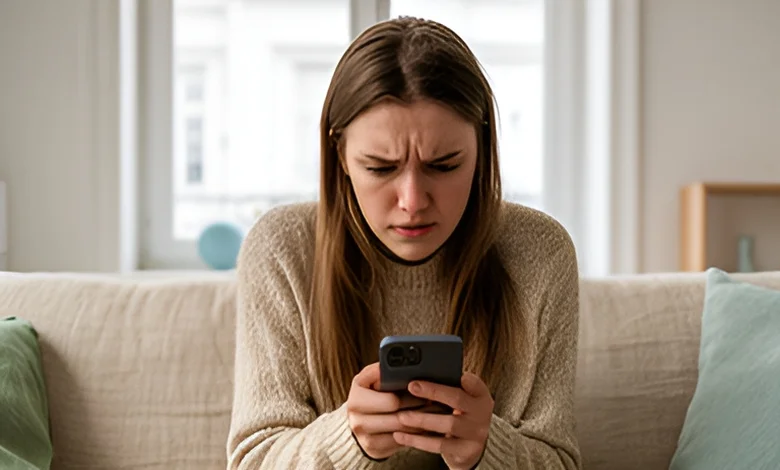 Karanlık bir odada elindeki telefondan mesaj beklerken endişeli görünen genç, kaygılı bağlanma stili belirtilerini yansıtıyor