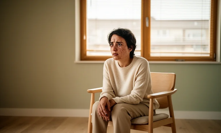Pencere kenarında başını eline almış düşünen adam, ruh sağlığı ve psikoloğa danışma ihtiyacını simgeliyor.